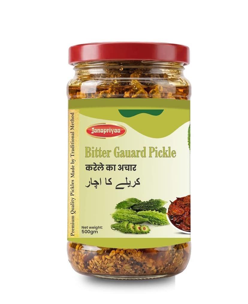 Bitter Guard Pickle, Ready to Use eat, Ingredient, Fresh Aromatic Blend for Indian & Asian Recipes, Smooth Texture, Convenient Jar with Red Lid