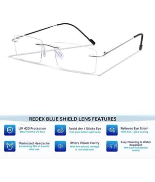 Redex Rectangle Rimless Reading Glasses