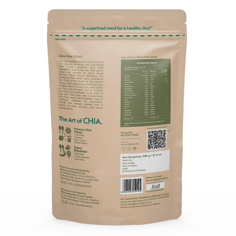 nourish you Raw Black Chia Seeds view 2