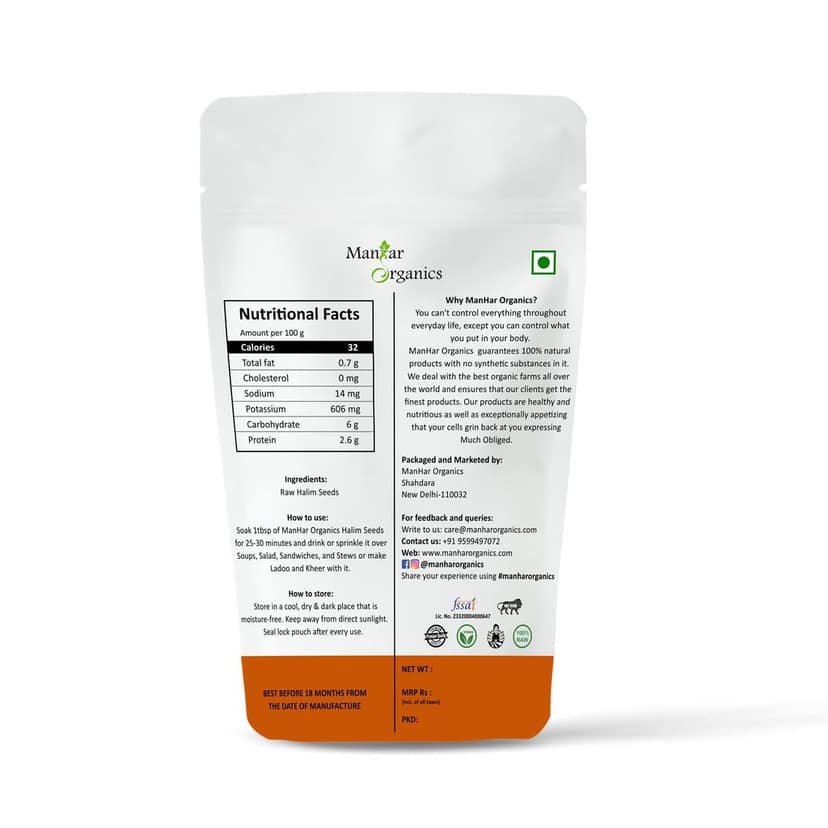 ManHar Organics Natural Halim Seeds- 1600gm (Aliv/Garden Cress Seeds) for Eating and Weight Management, Immunity Booster Superfood (Halim, 1600) view 2
