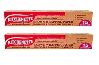 Kitchenette Brown Food Wrapping & Baking Paper (Unbleached & Chlorine Free) Multipurpose | Oven and Microwave Safe | Non Stick - 15 Meters ( Pack of 2 )