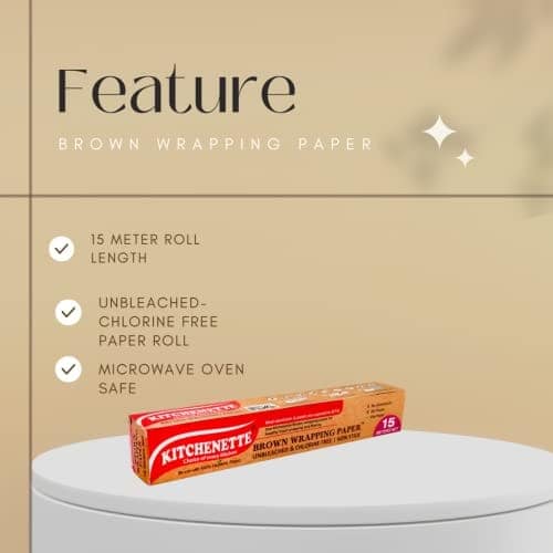 Kitchenette Brown Food Wrapping & Baking Paper (Unbleached & Chlorine Free) Multipurpose | Oven and Microwave Safe | Non Stick - 15 Meters ( Pack of 2 ) view 2