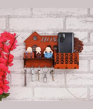 JaipurCrafts Brown Wood Key Holder - Pack of 1