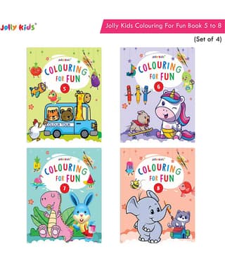 Jolly Kids Colouring for Fun Books B| Set of 4| Each Book 64 Images|Colouring & Painting Books for Kids|Ages 3-8 Year