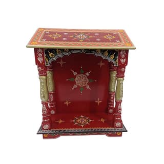 Shop Pooja Mandir | Home Temple Wooden Wall Mounted | Hanging Puja Stand - for God, House, Puja Ghar, Office & Shop