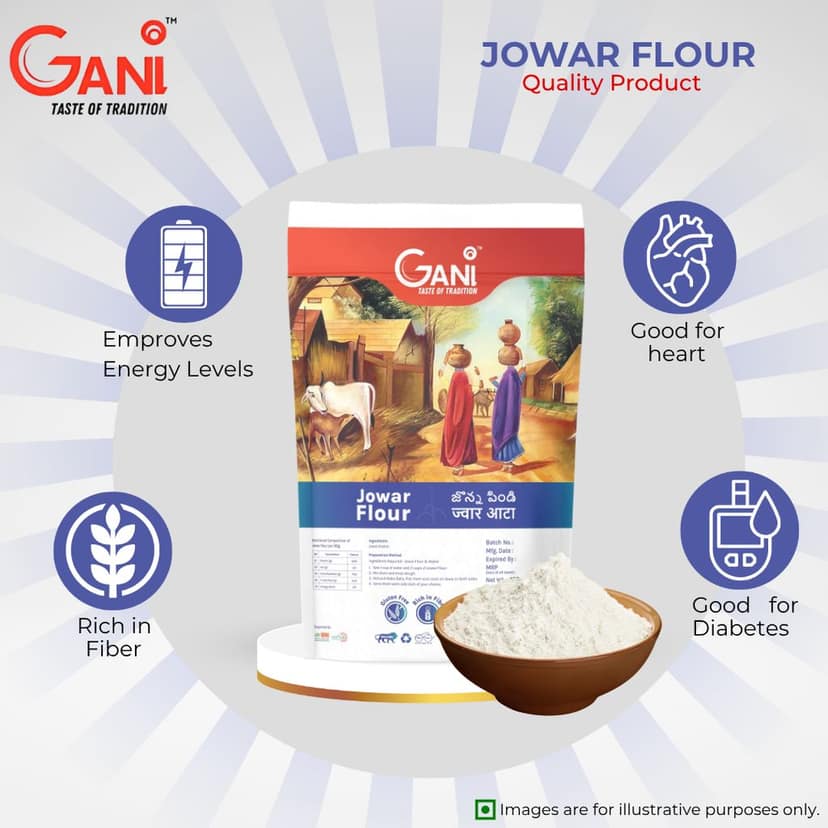 Gani Jowar Flour - 450g | Sorghum Millet Flour Gluten-Free & Rich in Fiber (pack of 3) (pack of 2) view 2