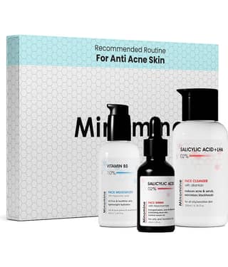 Minomine Anti-Acne Skin, Gamechangers Skincare Routine Kit for Unisex | Salicylic Acid FaceWash, Salicylic Acid Serum & Vitamin B5 Moisturizer Combo Set