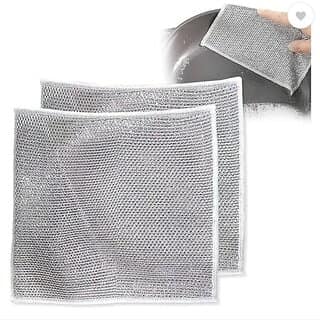 Multipurpose Wire Dishwashing Rags for Wet and Dry Stainless Steel Scrubber Non-Scratch Wire cloth Set of 4 PCs