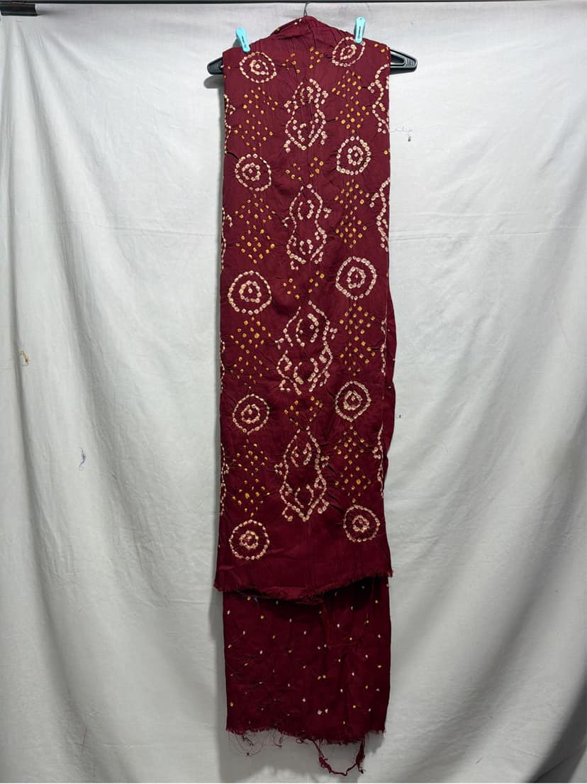 Kala Sanskruti All Over Maroon Color Art Silk Bandhani Dress 2.5 M Each Piece Elegant Traditional Wear Art Silk Dress for Women view 2