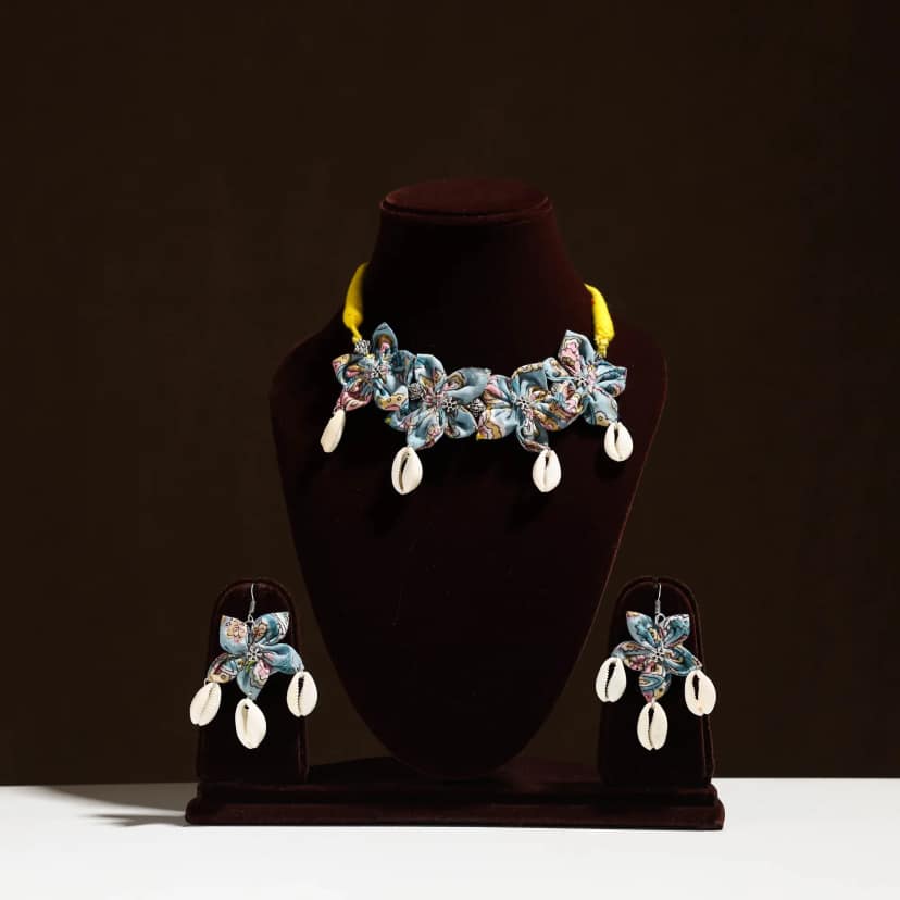 Multicolor - Fabart Phool Kali Shell Choker Necklace Set 03