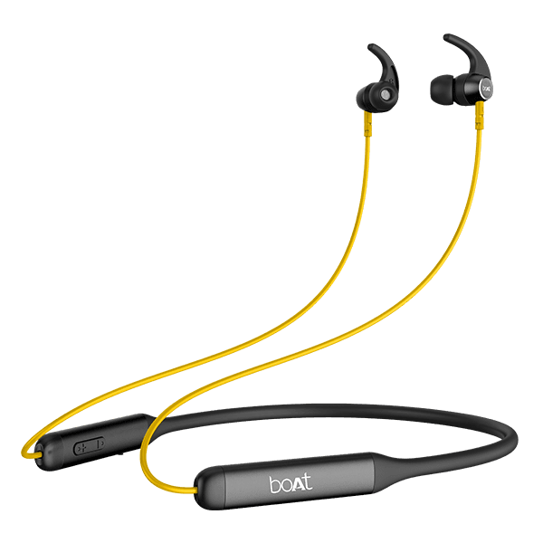 boAt Rockerz 330 | Bluetooth Earphone with Upto 30 Hours Nonstop Audio Bliss, Peerless Metallic Control Panel Blazing Yellow