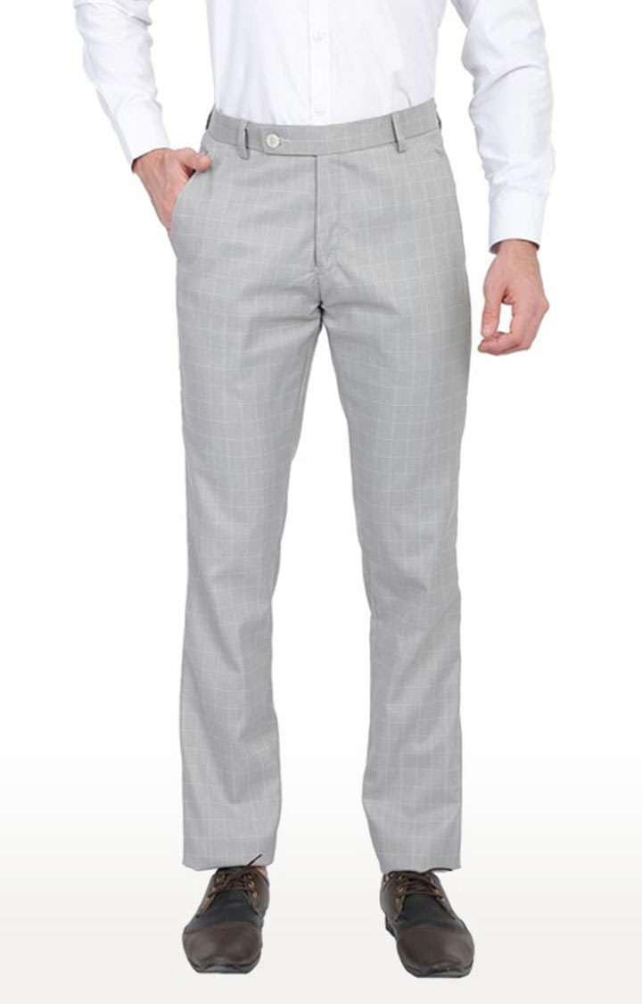 TAHVO Men Grey Formal Trousers