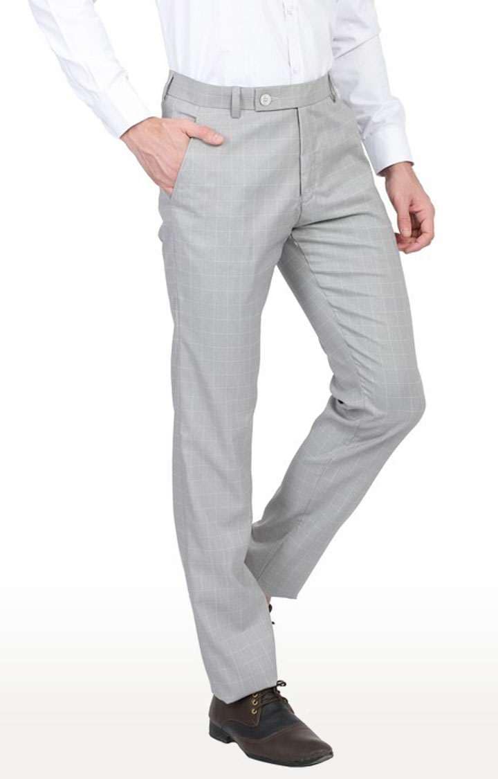 TAHVO Men Grey Formal Trousers view 2