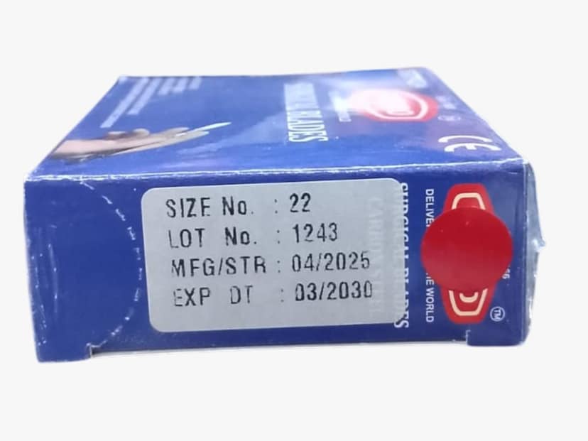 Size 22 Disposable Surgical Blade Tool Scalpel Blades, High Carbon Steel Blades. Individually Wrapped Surgical Blades view 2