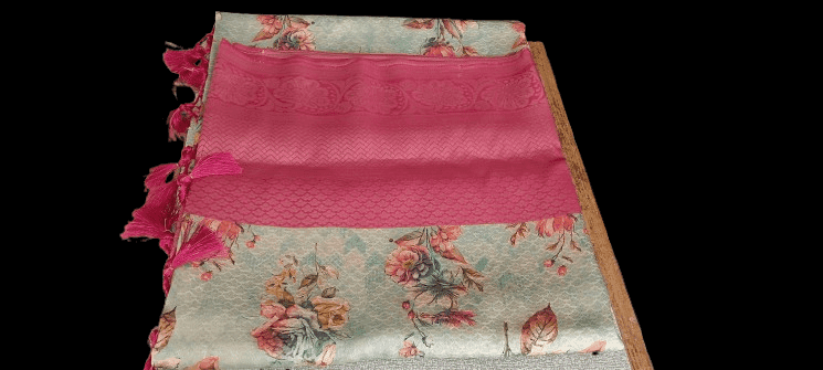 Green Floral Print Saree view 2