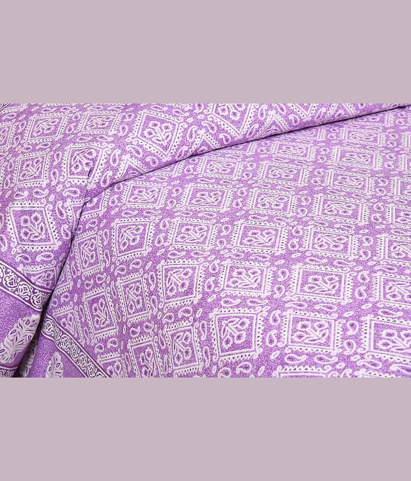 CLOTHORO Cotton 1 Double King Bedsheet with 2 Pillow Covers ( Purple ) view 2