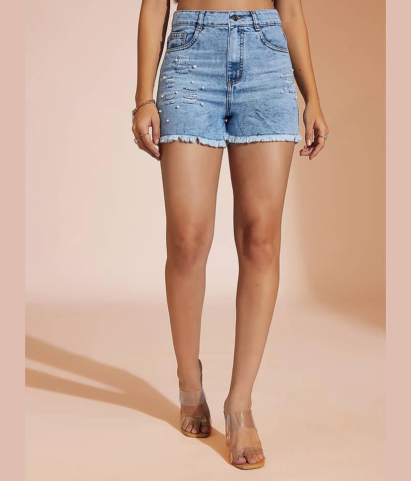 Miss Chase Women Denim Regular Shorts ( Blue ) view 2