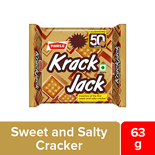 Parle Krack Jack Original Sweet & Salty Cracker Biscuit, 63 g (Get 6.3 g Extra)