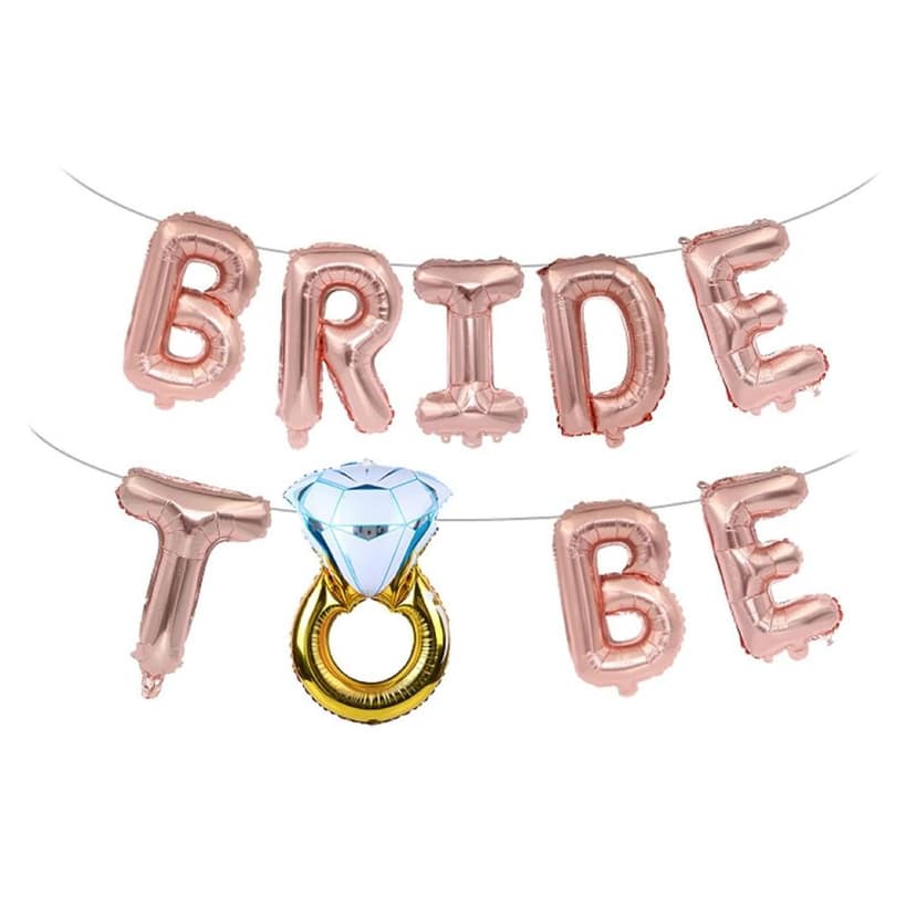 Foil Balloons Letter with Ring Decoration Kit for bachelor Party Shower Celebration (Bride Foil Balloons) view 2