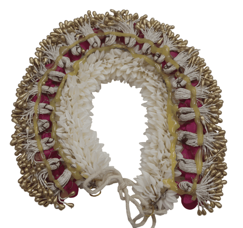 Artificial Flower Hair Accessory - White & Maroon view 2