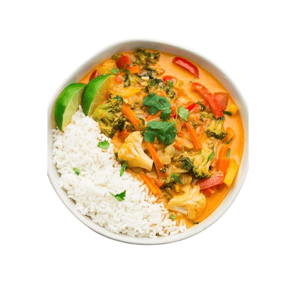 Veg In Red Thai Curry With Rice