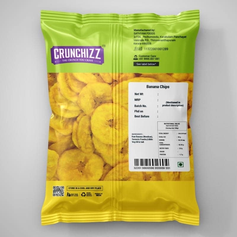 CRUNCHIZZ Authentic Kerala Style Yellow Banana Chips & Sesame Chikki Black Combo I Traditional South Indian Recipe I No Artificial Additives I Perfect Munchy Bites I Pack of Two I 250 Grams Each I Total 500 Grams view 2