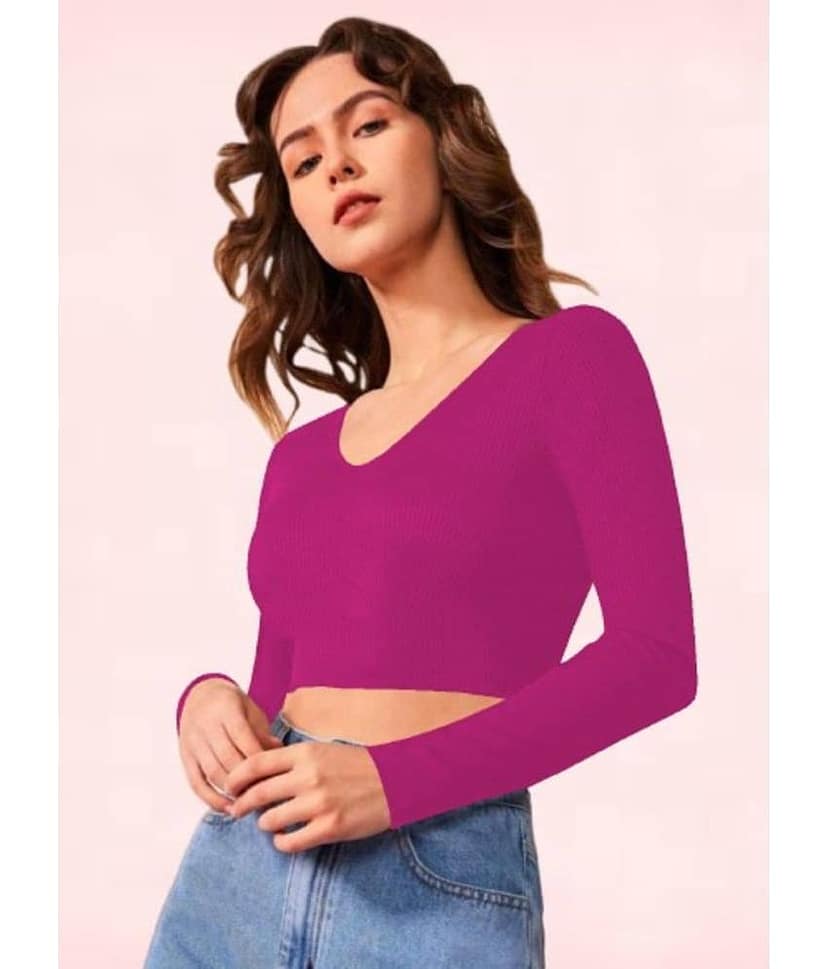 Dream Beauty Fashion Women's Polyester Crop Top ( Pink ) view 2