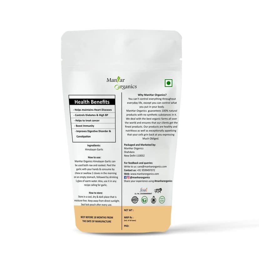 ManHar Organics Himalayan Garlic 700gm- Kashmiri Lehsun/Himalayan Single Clove Garlic for strong Immunity & Diabetes (pack of 2, 500gm + 200gm) view 2