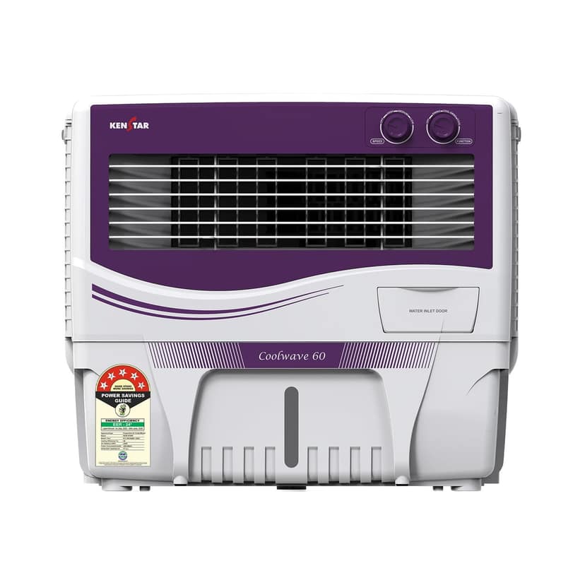 Kenstar Coolwave 60L Air Cooler with Wood Wool Cooling Media, Purple & White