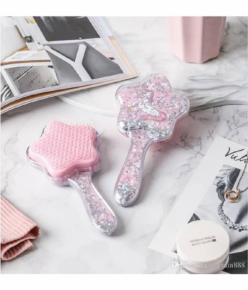 Unicorn Hair brushes |Unicorn Star Shaped Novelty Glittery Star Brush Comb Hairbrush for Kids | Multicolour view 2