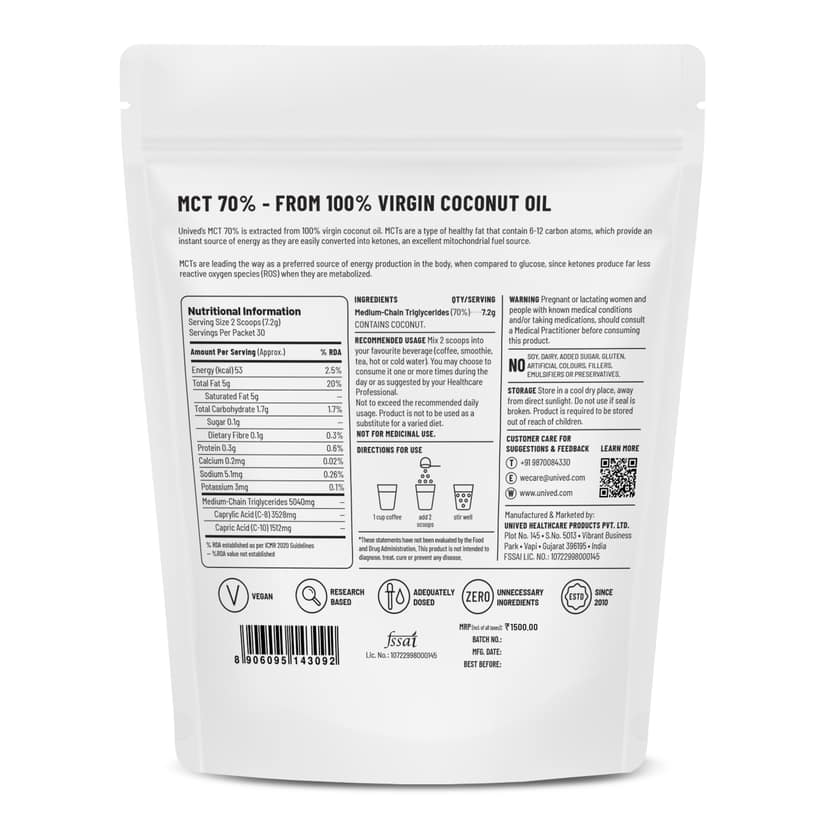 Unived Quick Energy, MCT, Fast Fuel, Focus, Weight Control view 2