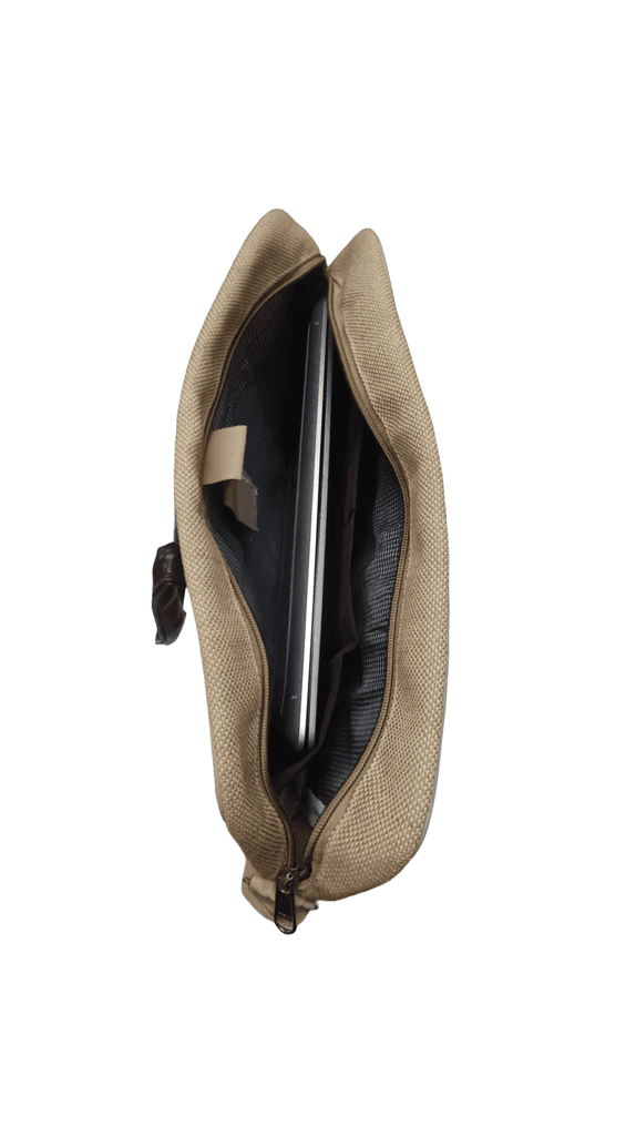 Carry-on Jute Bag with PU Leather Handles view 2