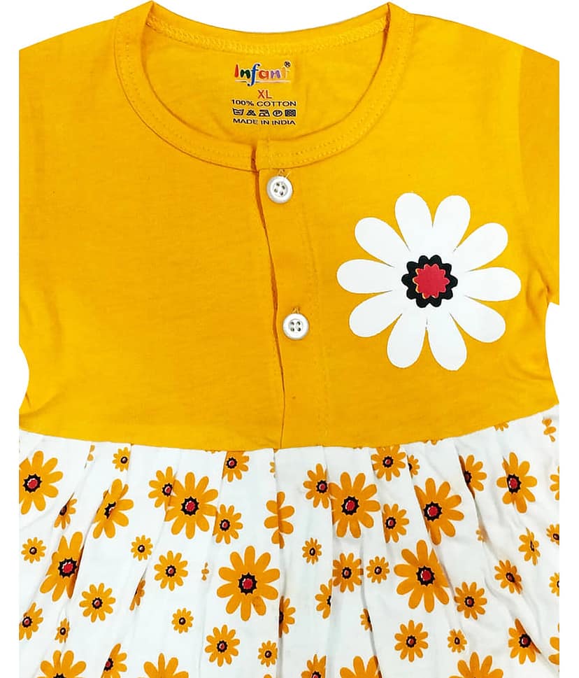 INFANT Pack of 1 Baby Girls Cotton Dress ( Yellow ) view 2