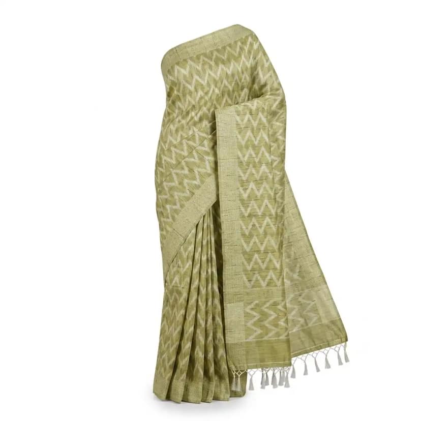 Olive Green Sambalpuri Saree
