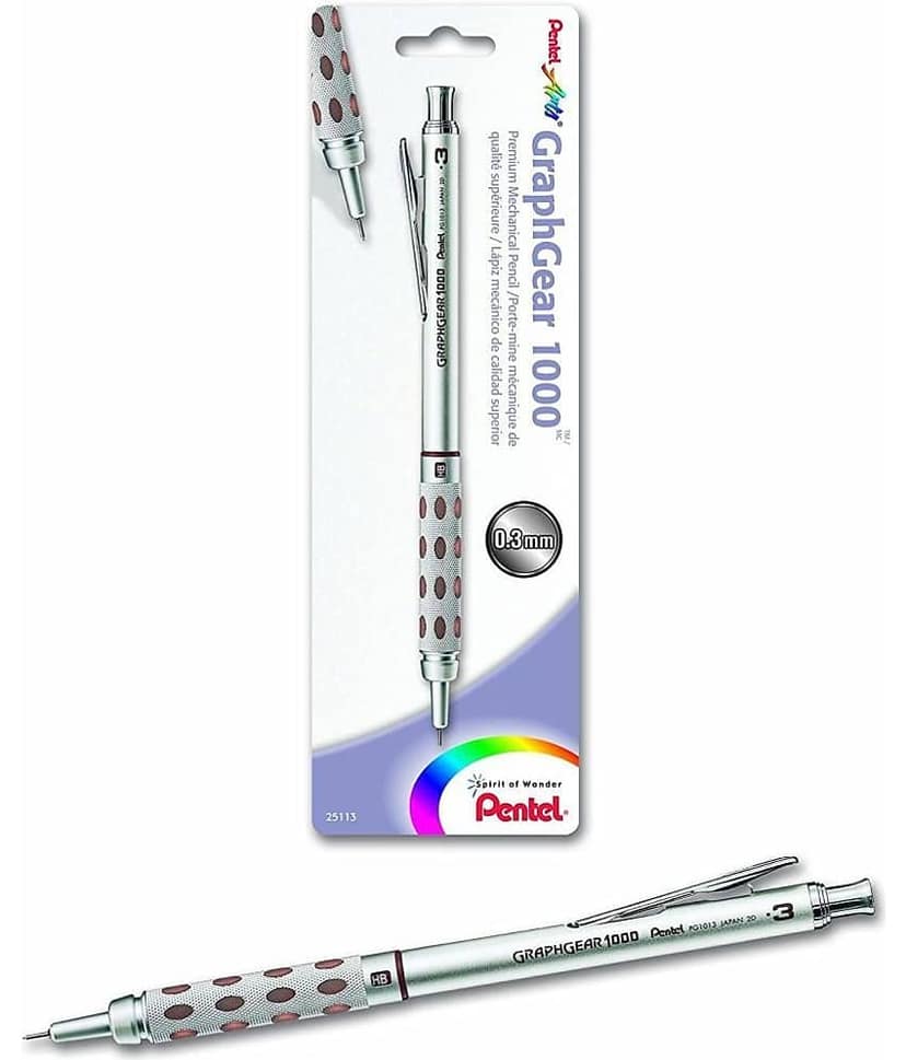 Pentel Arts Graphgear 1000 0.3Mm Premium Mechanical Pencil (Pg1013Epabp) Pencil (Silver) view 2