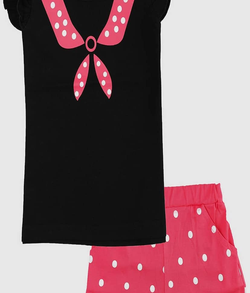 CATCUB Pack of 2 Girls Cotton Top With Shorts ( Multicolor ) view 2