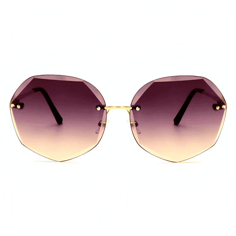 Jubleelens Rimless Brown Sunglasses - Oversized with UV Protection for Woman