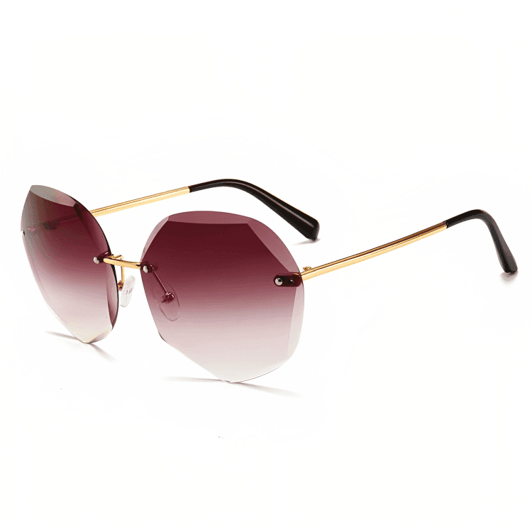 Jubleelens Rimless Brown Sunglasses - Oversized with UV Protection for Woman view 2