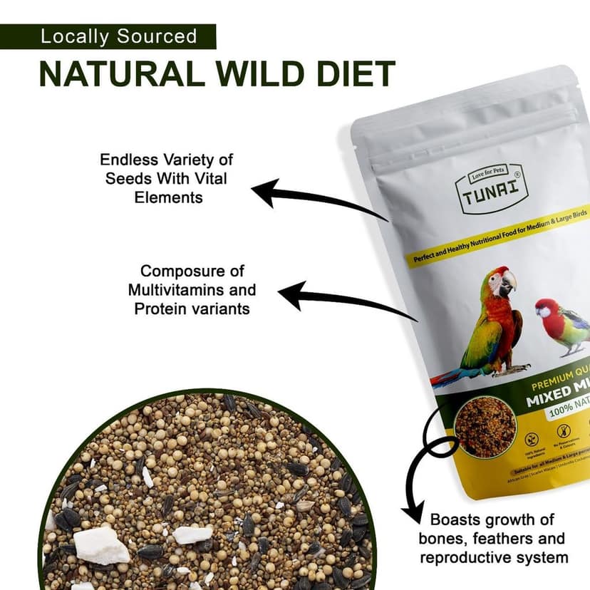 Tunai Bird Food of Endless Mixed Millets | 450g | for Amazon, Macaws, Conures, Senegals, African Greys, Budgies, Lovebirds, & Cockatiels view 2