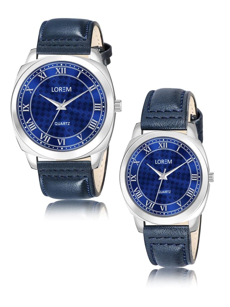 Blue Cubic Designer Printed Dial Analog Watch for Lovely Couple LR92-LR339