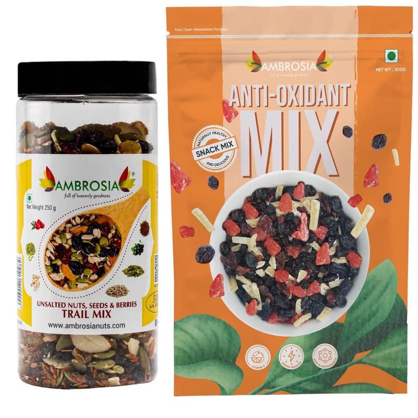 Ambrosia Trail Mix Combo Classic Trailmix bottle250g & BerryMix 200g