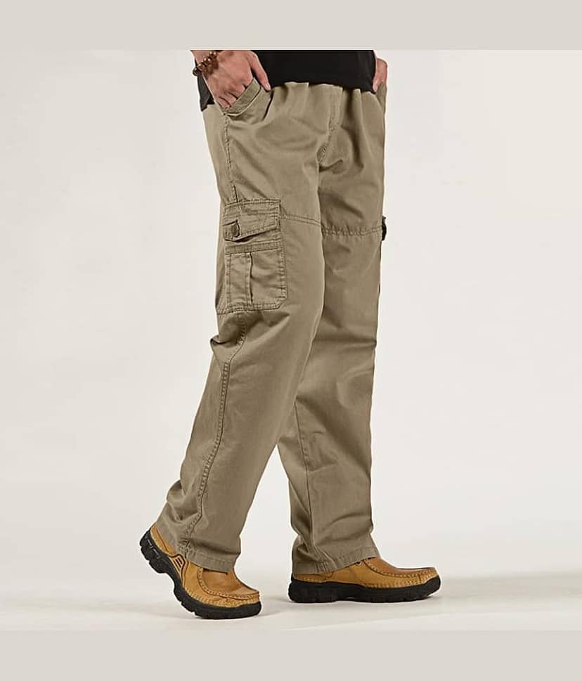 Reoutlook Regular Flat Men's Cargos - Gold ( Pack of 1 ) view 2