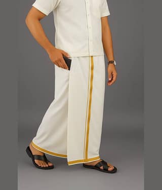 Shyam Handloom Cotton Men's Dhoti Gold ( Pack of 1 )