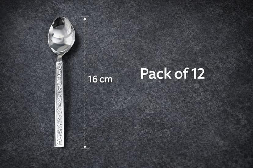 Premium Stainless Steel Designer Spoon Set (Pack of 12) – Mirror Finish, Durable & Rust Resistant view 2