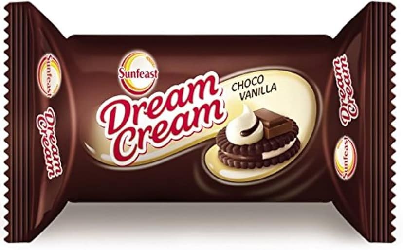 Sunfeast Dream Cream - Choco Vanilla Cream Biscuit Cookie, 60 g Pouch