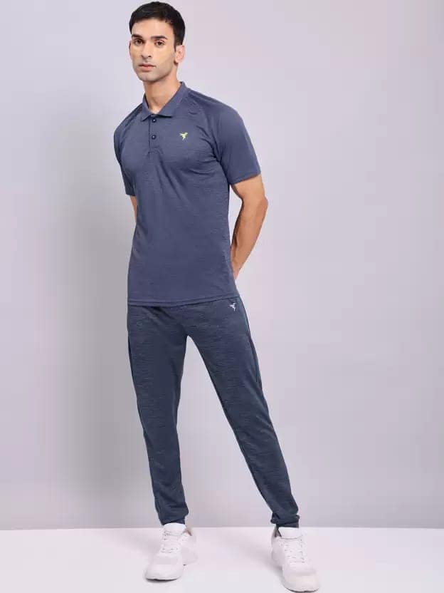 TECHNOSPORT Men's Solid Slim Fit T-Shirt Spruce Navy
