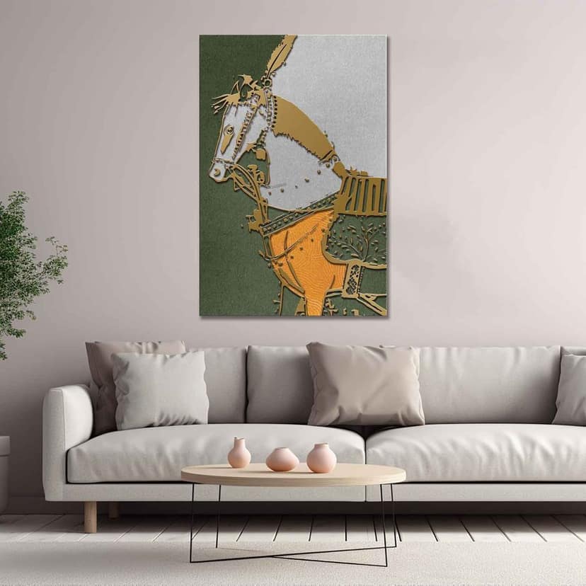 PAINTING OF REGAL STEED 16in X 24in WITH BLACK FRAME