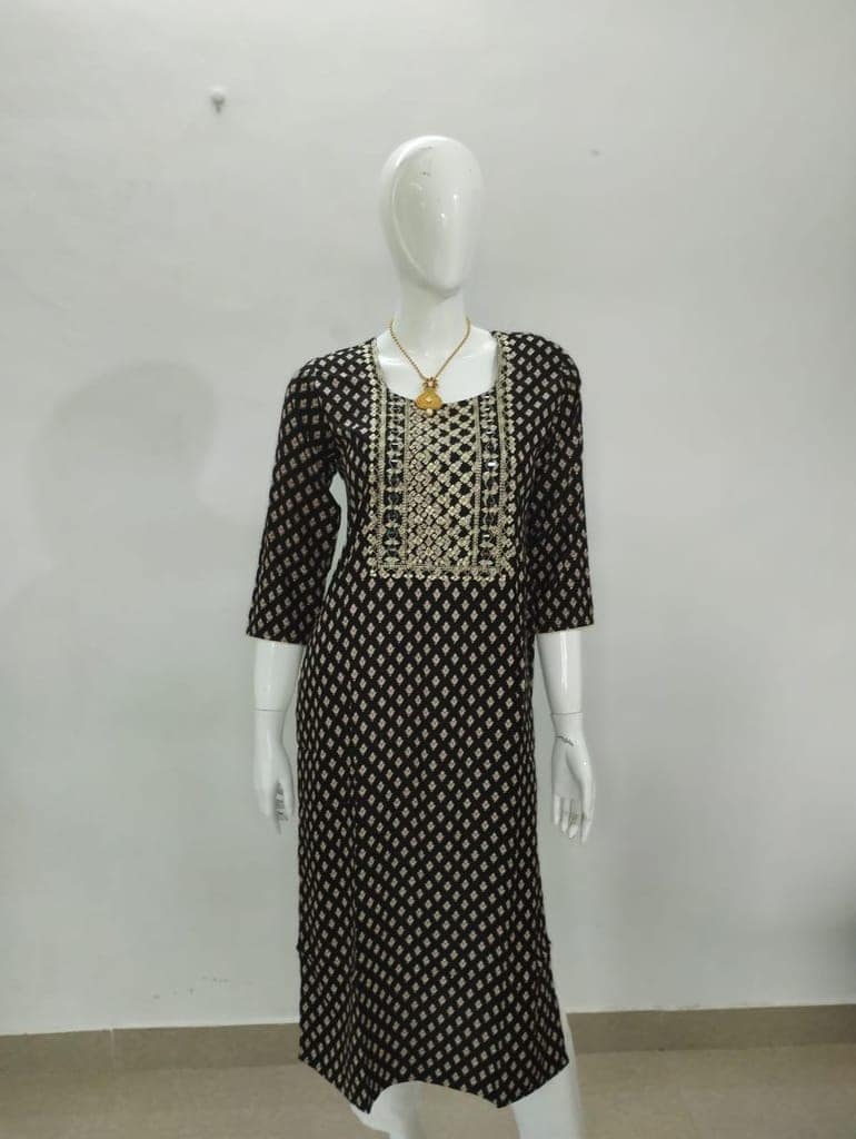 Women's Rayon Black Kurti view 2