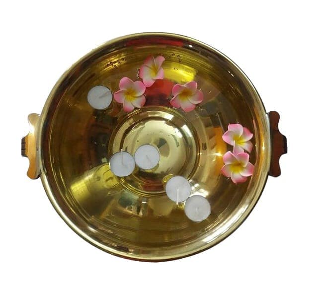 Pure Brass Urli Plane Decorative Bowl Platter Home Decor and Table Decor for Floating Flowers and Candles (6 Inch)