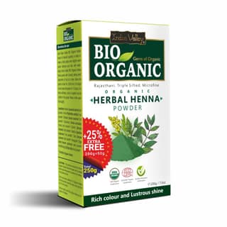 INDUS VALLEY Bio Organic Herbal Henna Powder Rich Colour and Lustrous Shine (200g+50g, Green) INDUS VALLEY Bio Organic Herbal Henna Powder Rich Colour and Lustrous Shine (200g+50g, Green) - Herbal Henna Powder 250 gm / 250 g (Pack of 1)